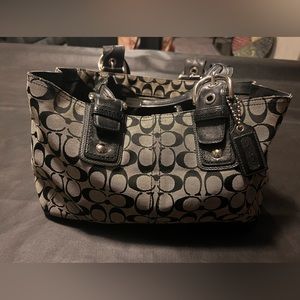 VINTAGE Y2K Authentic COACH Satchel Shoulder Handbag Grey/Black